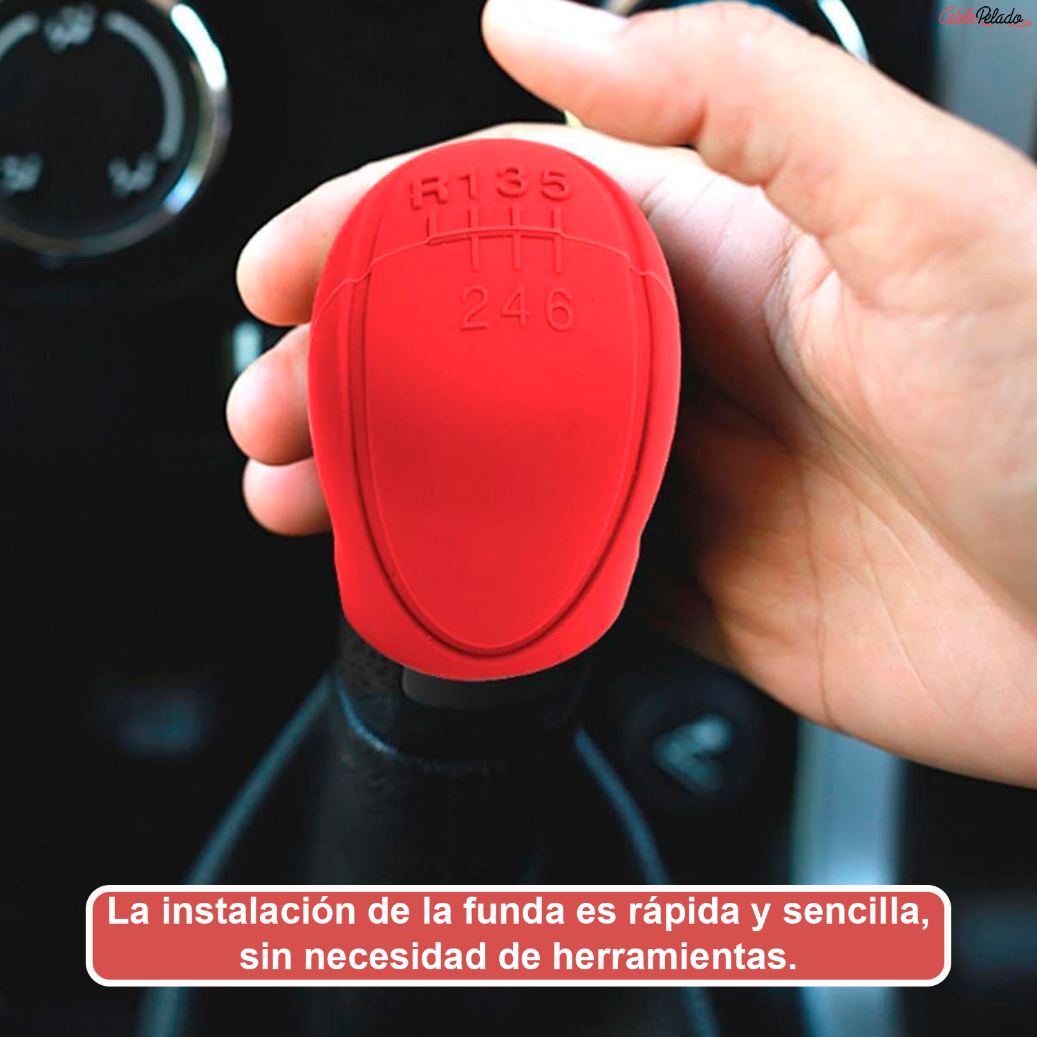 Funda Pomo Cambios Marcha Coche Silicona Suave 6 Marchas  Rojo
