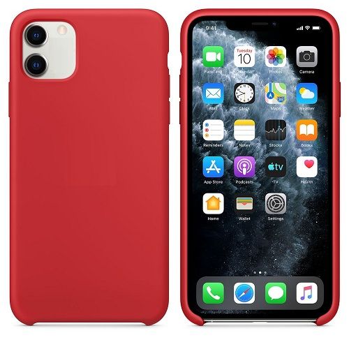 Funda silicona iphone 11 textura suave  Rojo