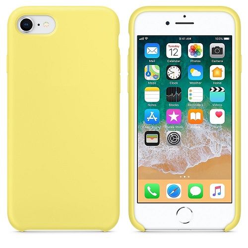 Funda silicona iphone textura suave Amarillo claro