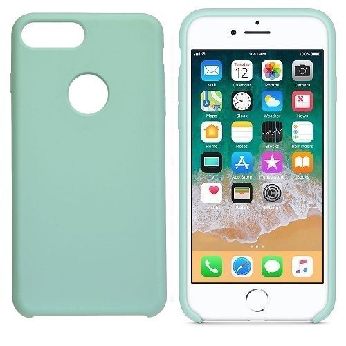 Funda silicona iphone 8 agujero logo textura suave  Verde claro