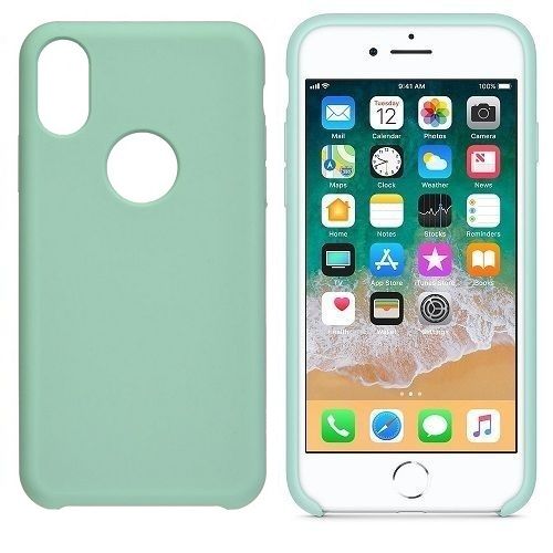 Funda silicona iphone X/XS agujero logo textura suave  Verde claro