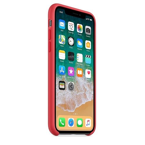 Funda silicona iphone X/XS textura suave  Rojo frambuesa