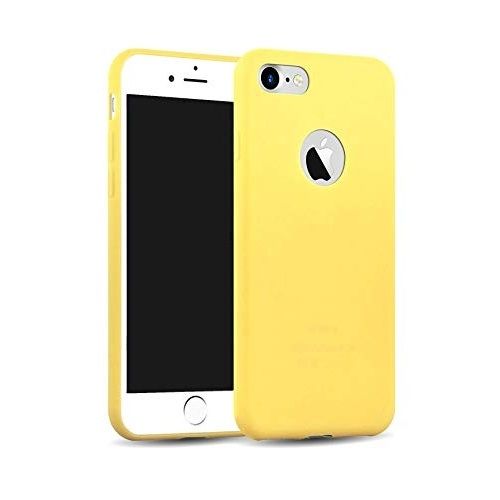 Funda silicona iphone X/XS agujero logo textura suave  Amarillo claro