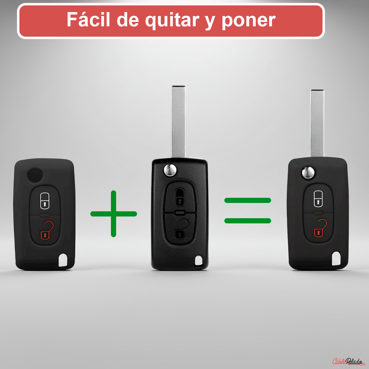 Funda Silicona Mando Llave De Coche 2 Botones Compatible Con Peugeot  Negro