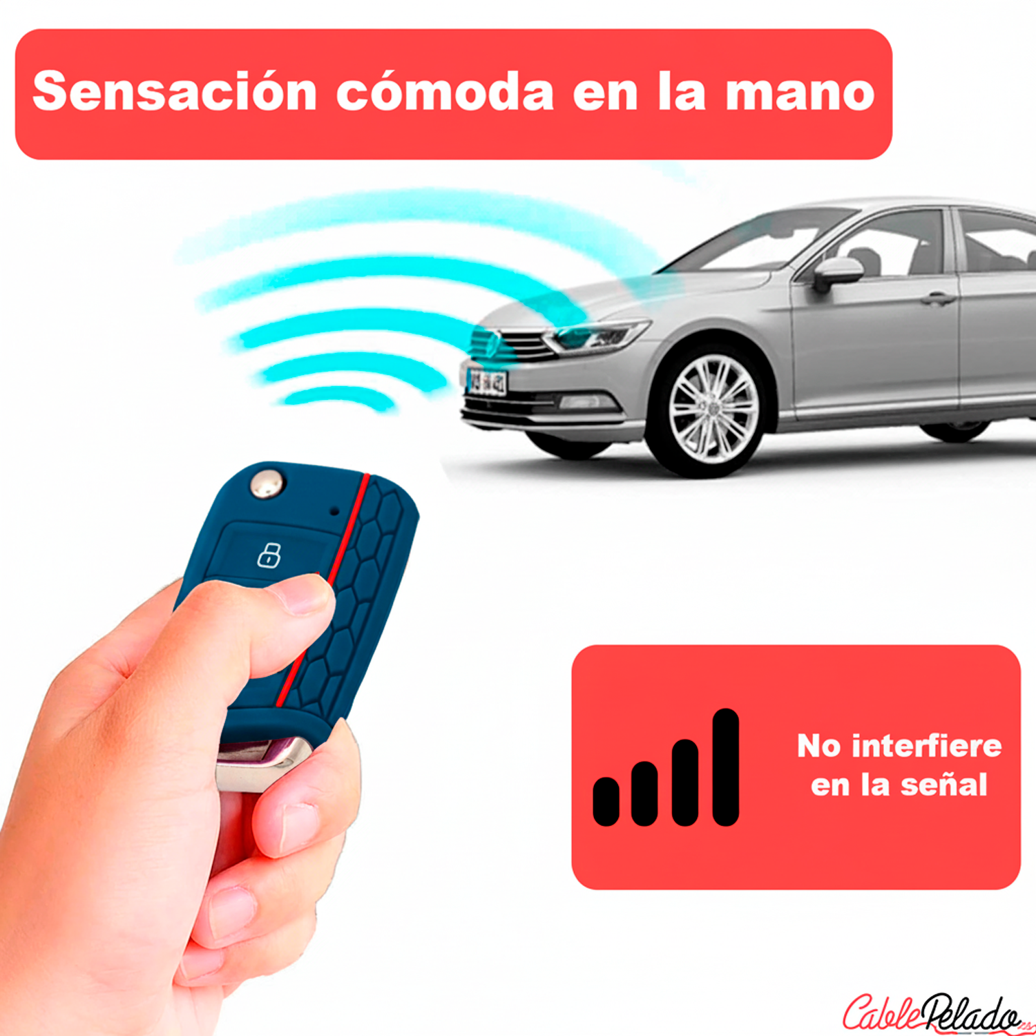 Funda Silicona Mando Llave Del Coche 3 Botones Compatible Con VW Golf 7  Azul oscuro