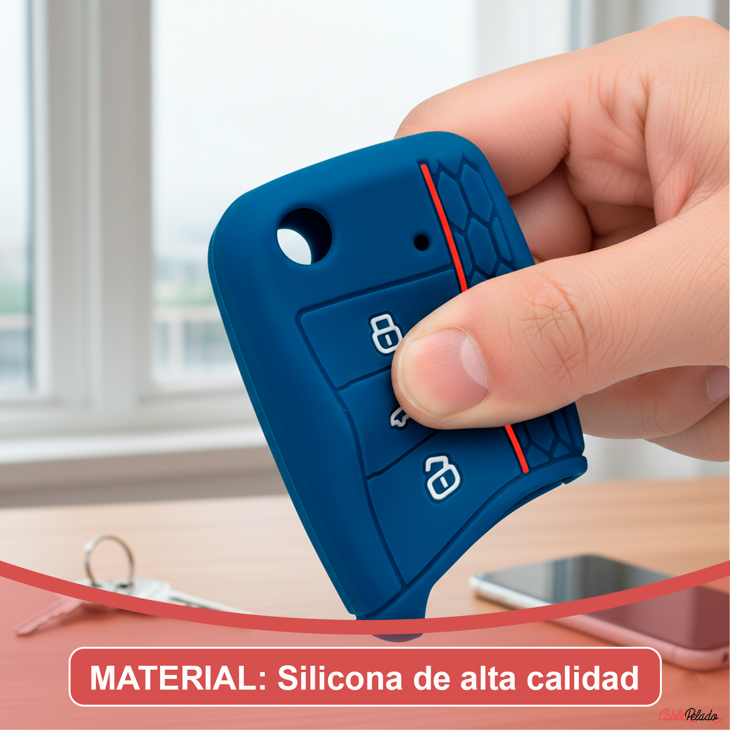 Funda Silicona Mando Llave Del Coche 3 Botones Compatible Con VW Golf 7  Azul oscuro