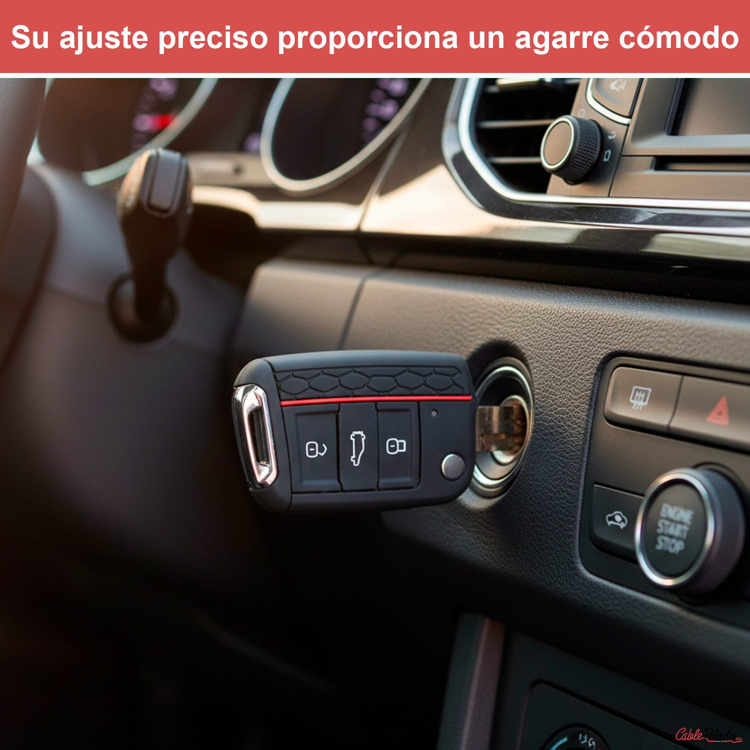 Funda Silicona Mando Llave Del Coche 3 Botones Compatible Con VW Golf 7  Negro