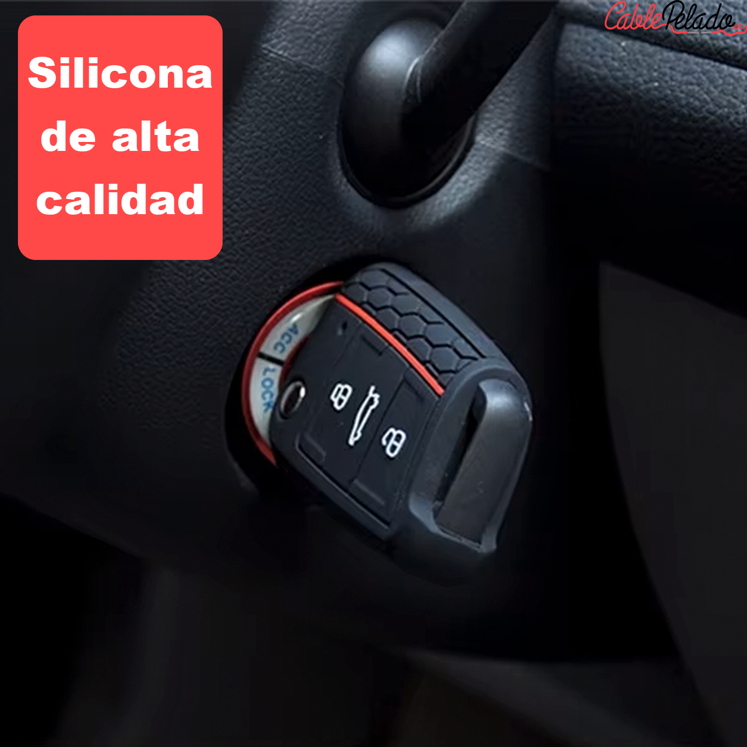 Funda Silicona Mando Llave Del Coche 3 Botones Compatible Con VW Golf 7  Negro