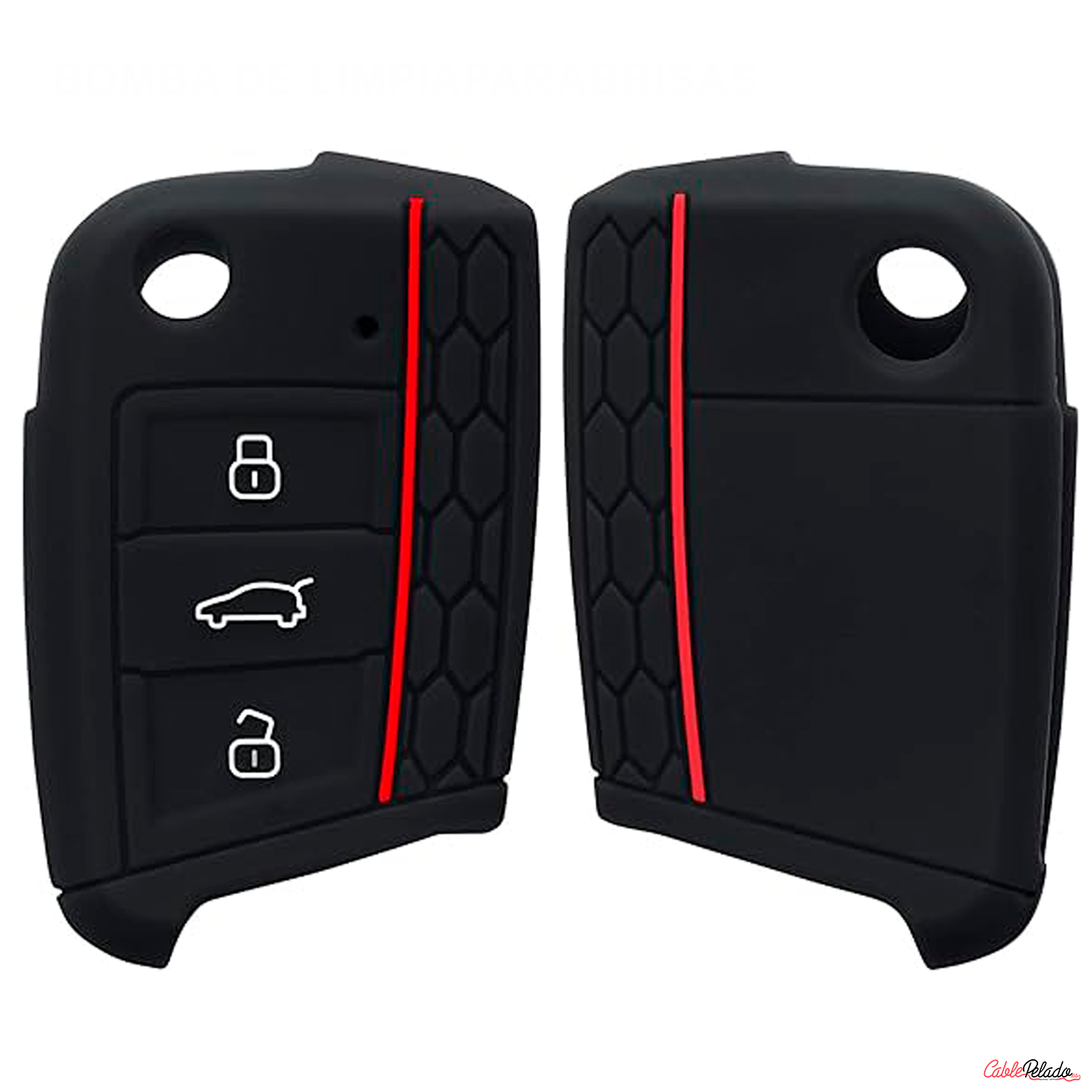 Funda Silicona Mando Llave Del Coche 3 Botones Compatible Con VW Golf 7  Negro