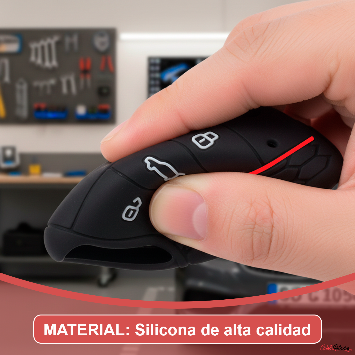 Funda Silicona Mando Llave Del Coche 3 Botones Compatible Con VW Golf 7  Negro