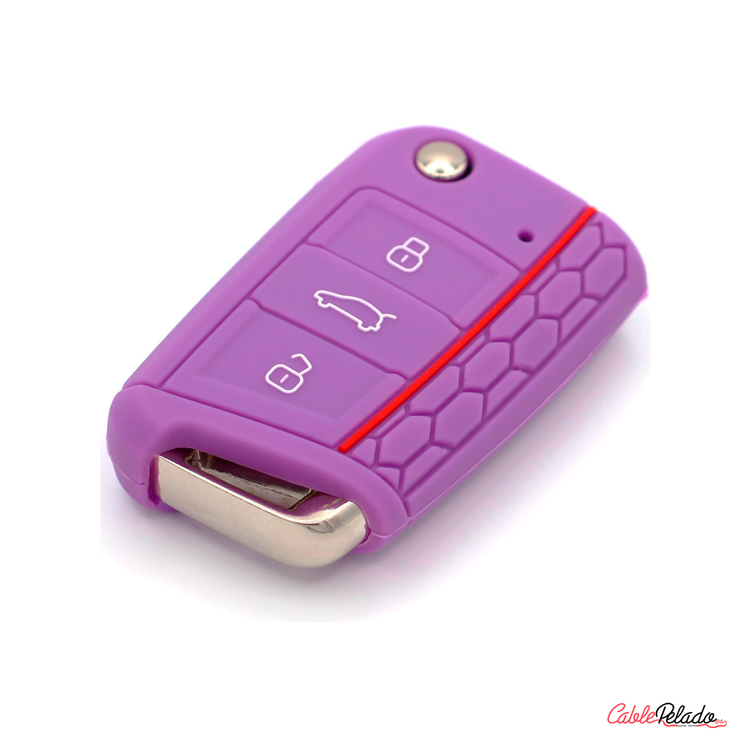 Funda Silicona Mando Llave Del Coche 3 Botones Compatible Con VW  lila