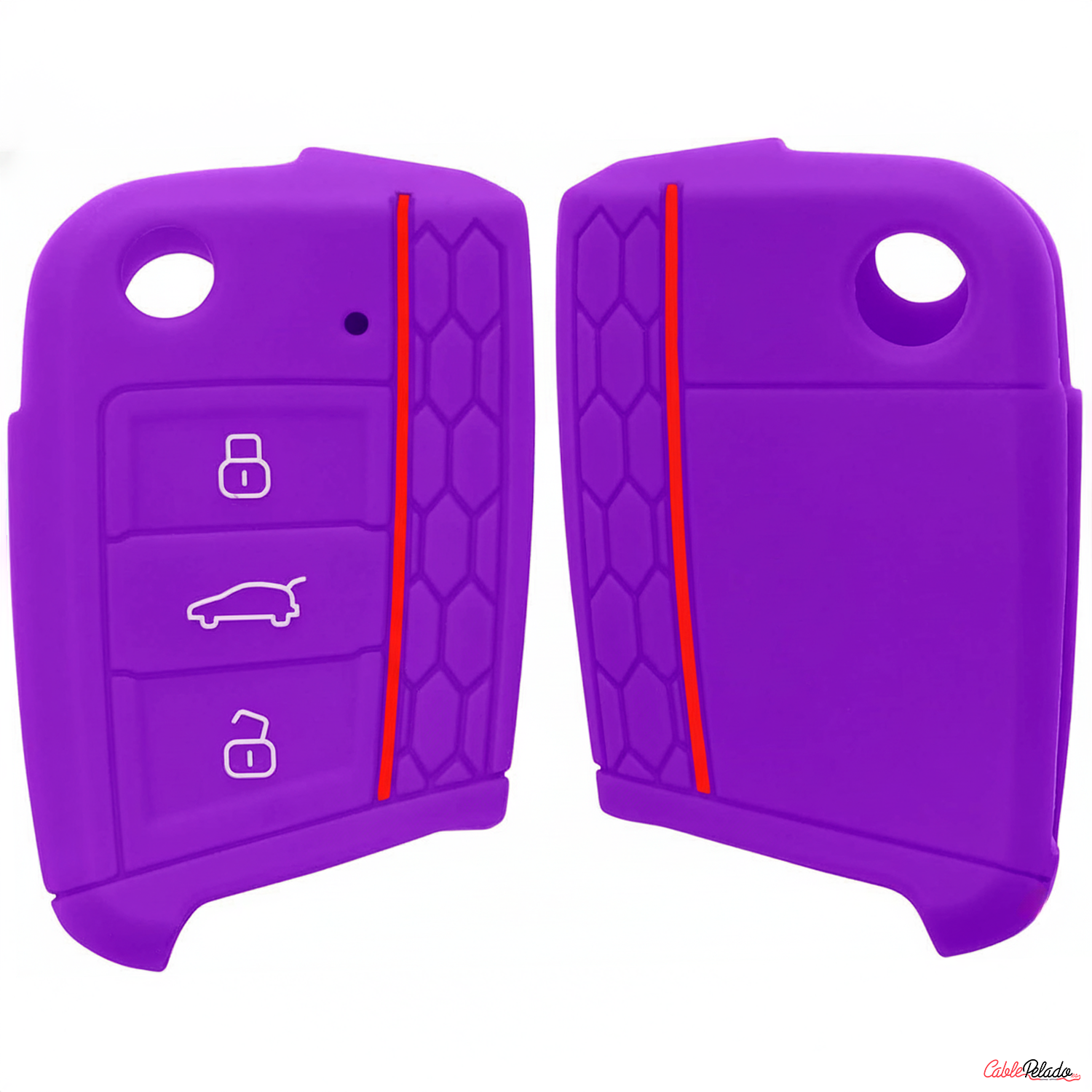 Funda Silicona Mando Llave Del Coche 3 Botones Compatible Con VW  lila
