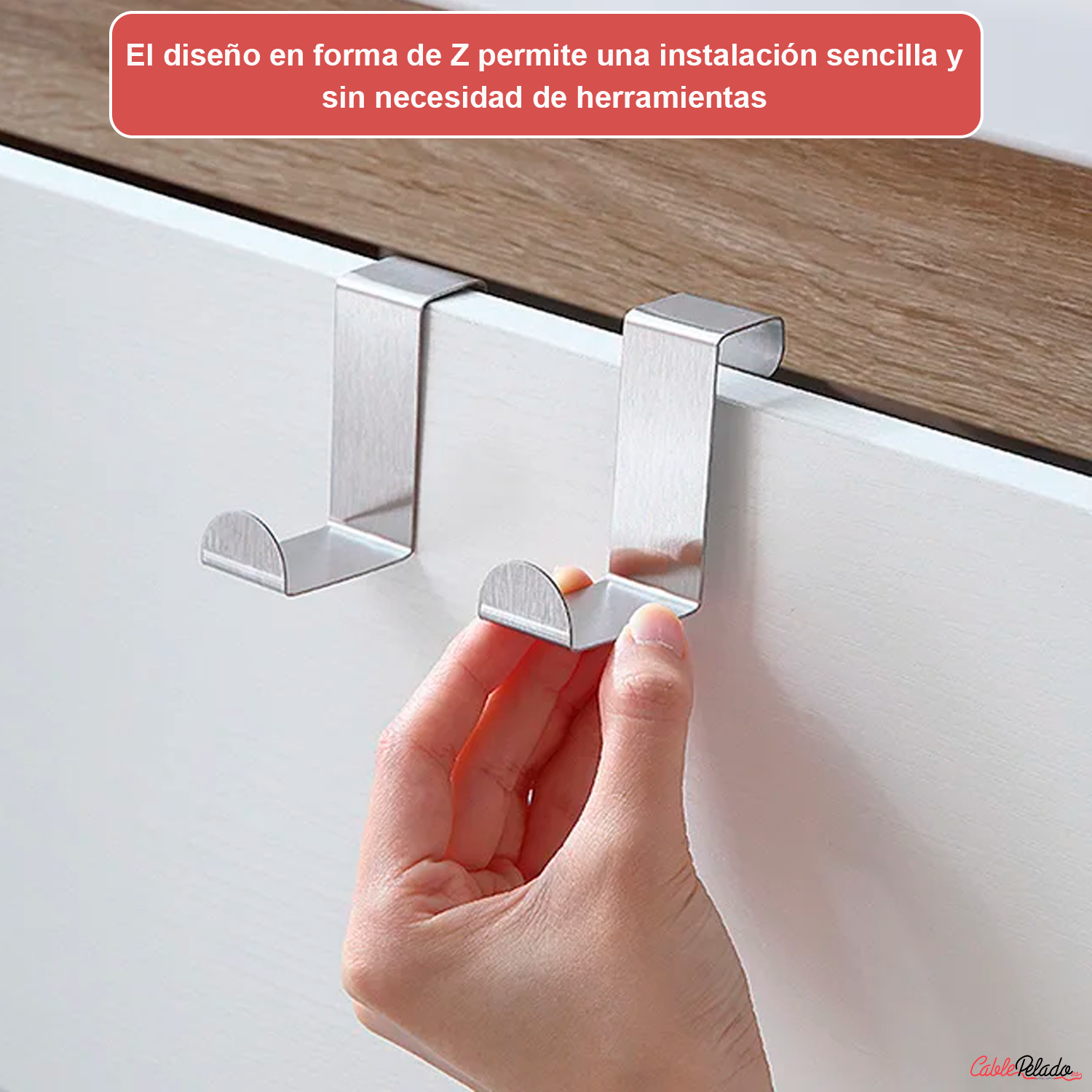 Gancho Para Puerta De Armario De Acero Inoxidable Plateado Forma Z  Plateado