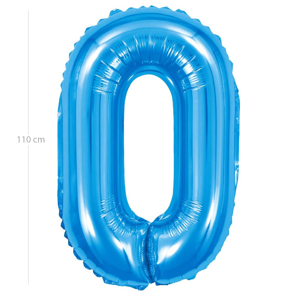 Globo de cumpleaños numero 0 110 cm Azul