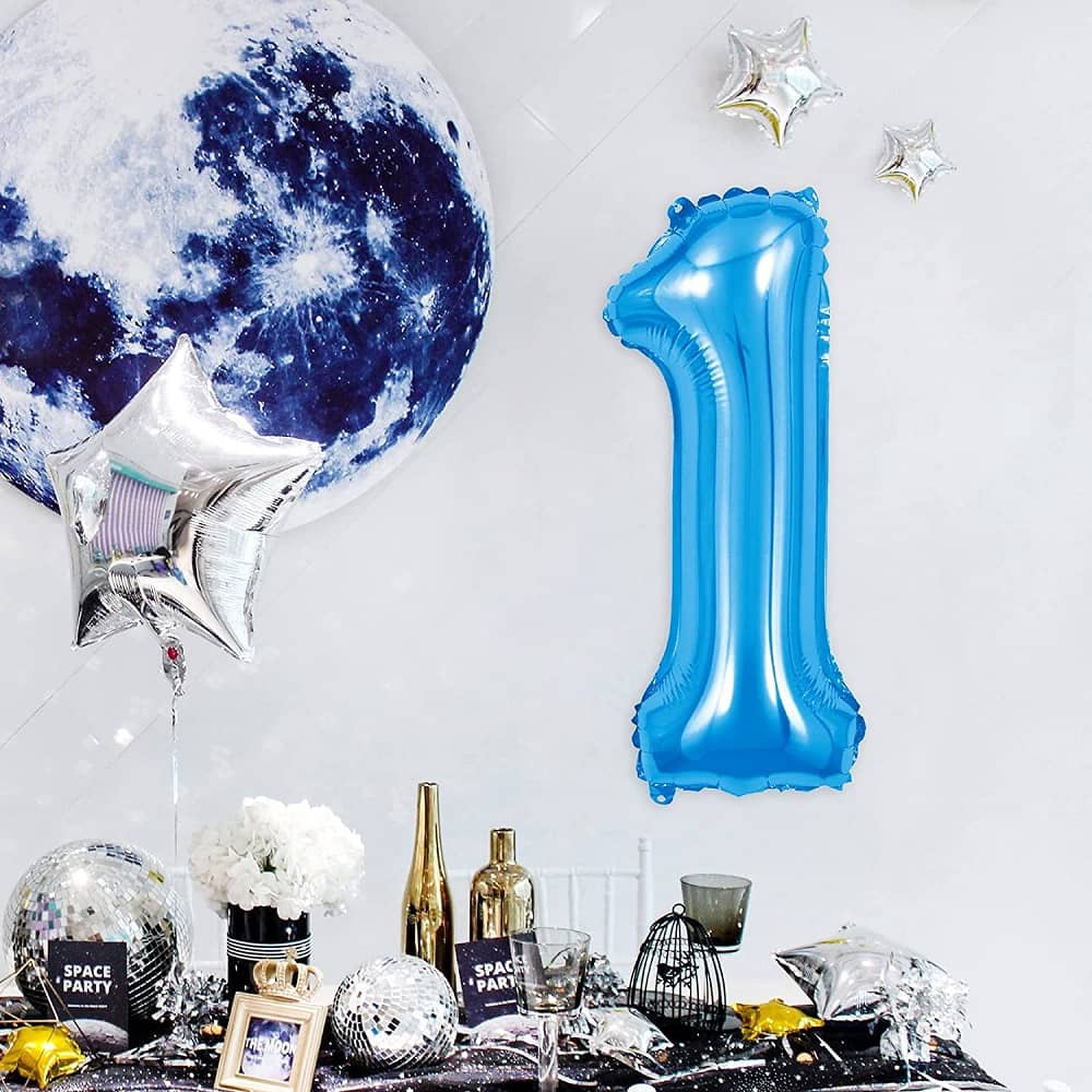 Globo de cumpleaños numero 1 110 cm Azul