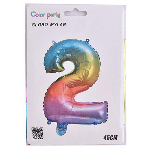 Globo de cumpleaños numero 2 45 cm Multicolor