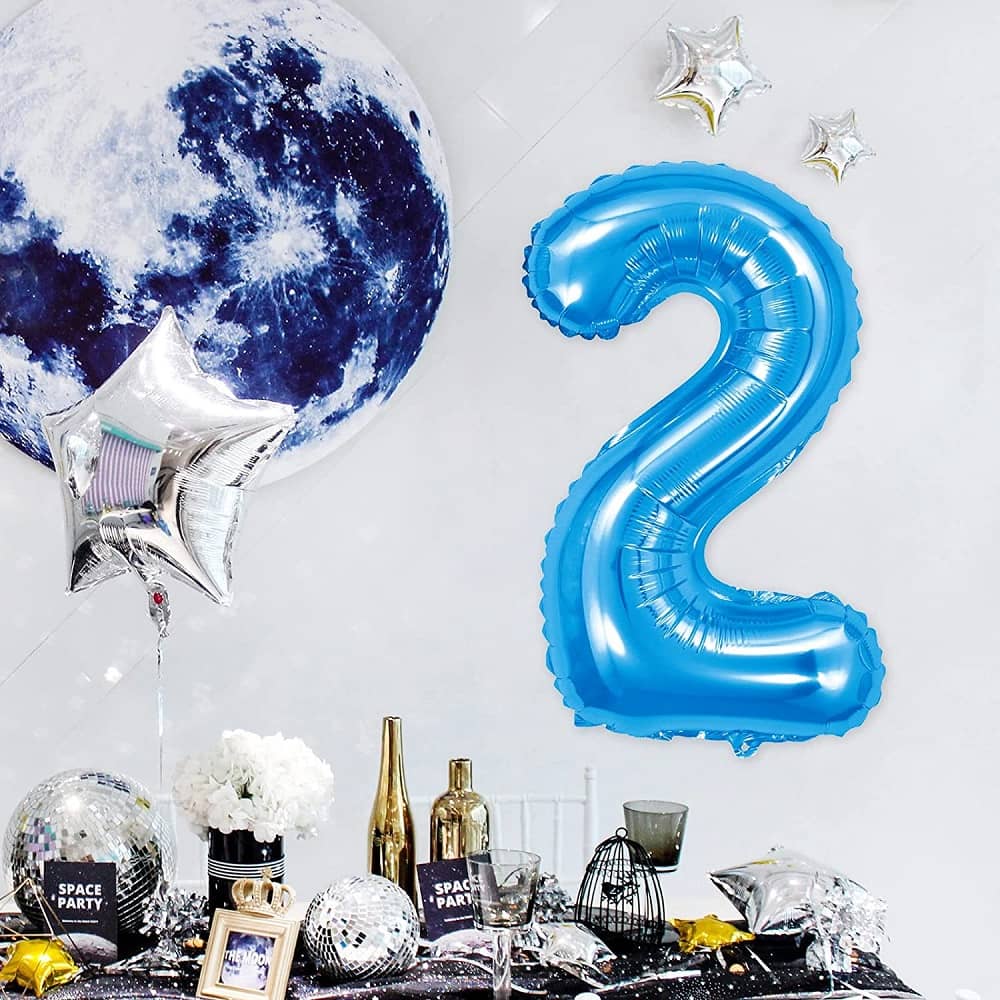 Globo de cumpleaños numero 2 110 cm Azul