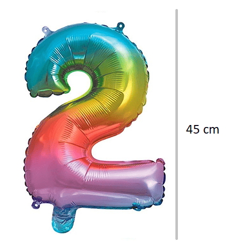 Globo de cumpleaños numero 2 45 cm Multicolor