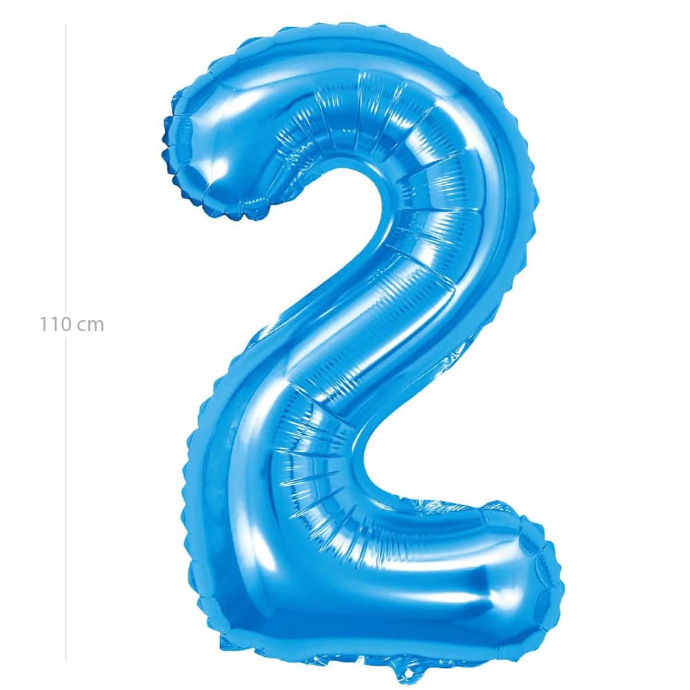 Globo de cumpleaños numero 2 110 cm Azul