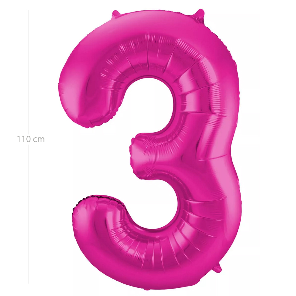 Globo de cumpleaños numero 3 110 cm Rosa