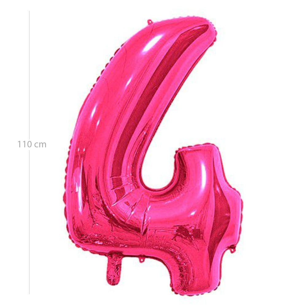 Globo de cumpleaños numero 4 110 cm Rosa
