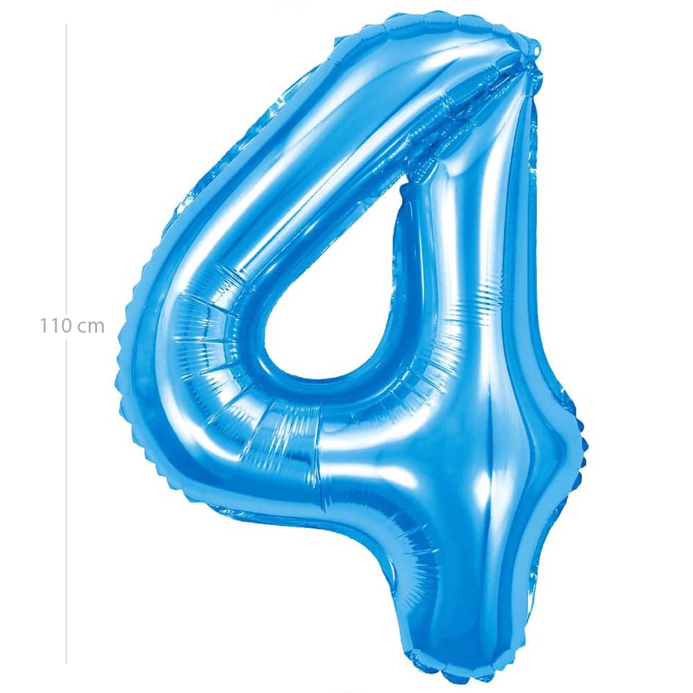 Globo de cumpleaños numero 4 110 cm Azul