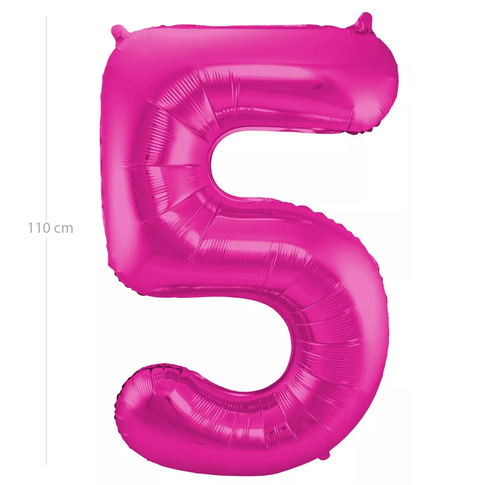Globo de cumpleaños numero 5 110 cm Rosa