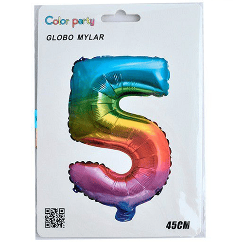 Globo de cumpleaños numero 5 45 cm Multicolor