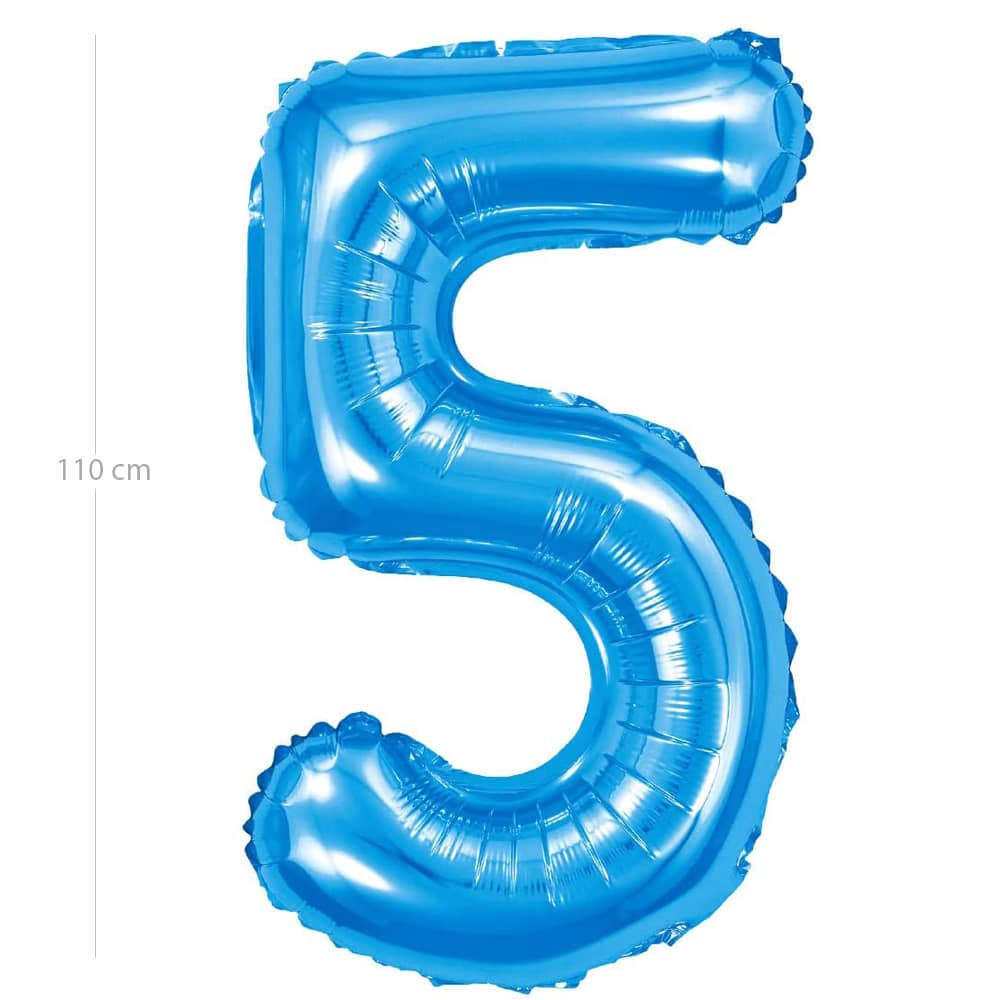 Globo de cumpleaños numero 5 110 cm Azul