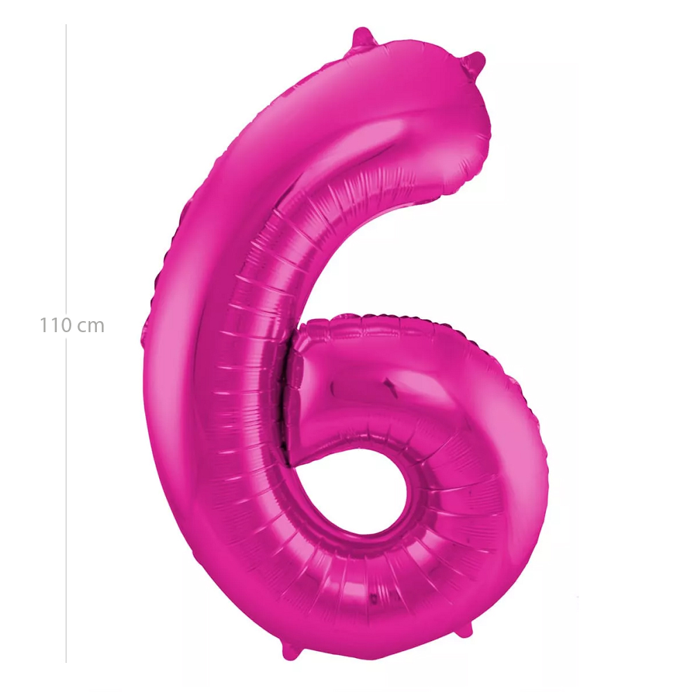 Globo de cumpleaños numero 6 110 cm Rosa
