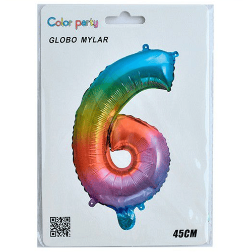 Globo de cumpleaños numero 6 45 cm Multicolor