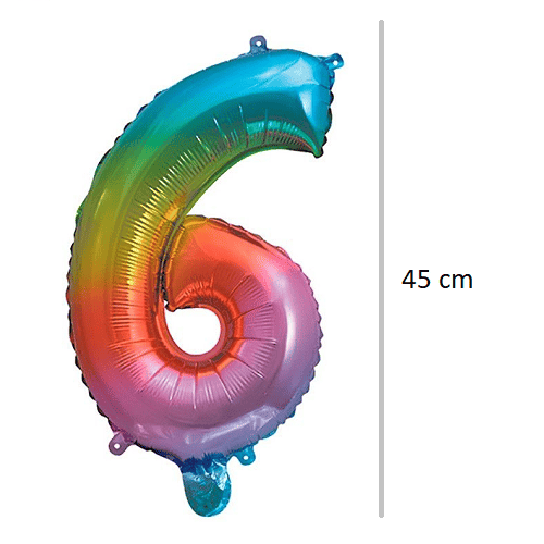 Globo de cumpleaños numero 6 45 cm Multicolor