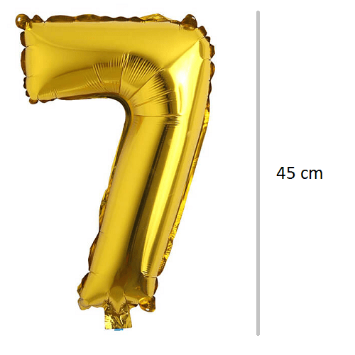 Globo de cumpleaños numero 7 45 cm Dorado