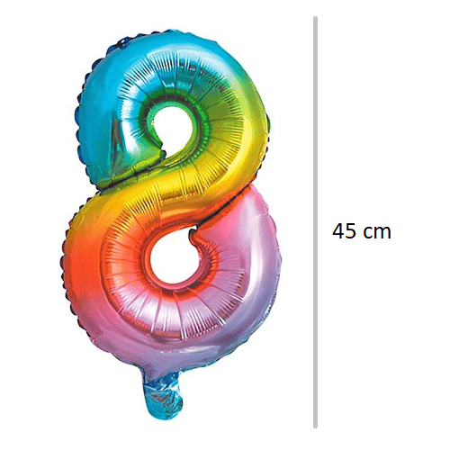 Globo de cumpleaños numero 8 45 cm Multicolor