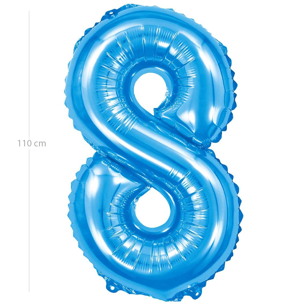 Globo de cumpleaños numero 8 110 cm Azul