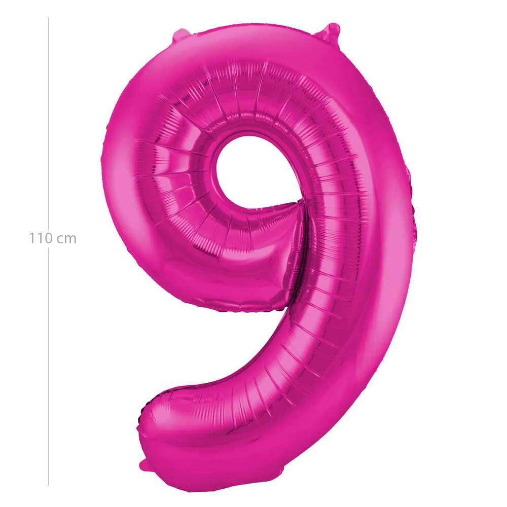 Globo de cumpleaños numero 9 110 cm Rosa