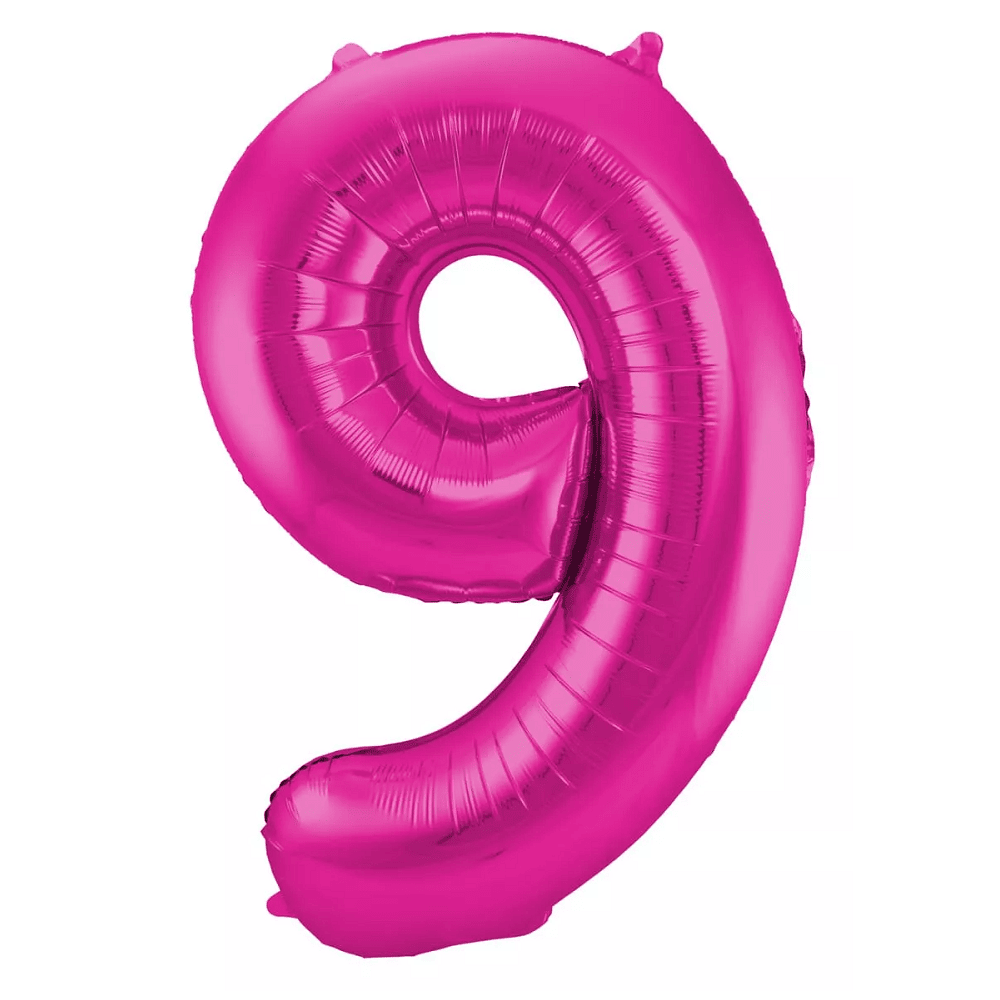 Globo de cumpleaños numero 9 110 cm Rosa