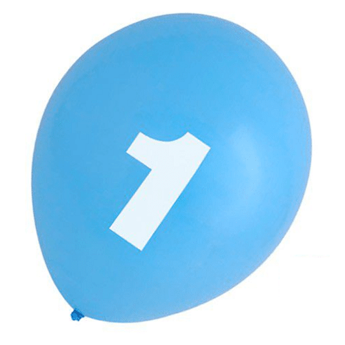 Globo de latex numero 1 cumpleaños (8 uds) 35 cm Multicolor