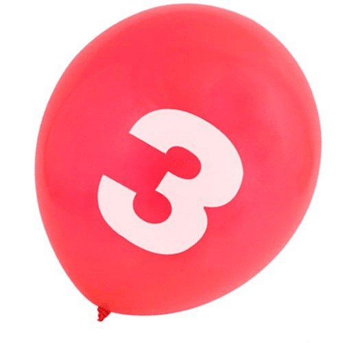 Globo de latex numero 3 cumpleaños (8 uds) 35 cm Multicolor
