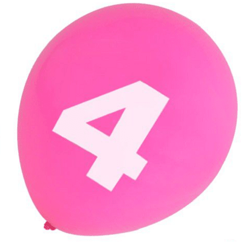 Globo de latex numero 4 cumpleaños (8 uds) 35 cm Multicolor