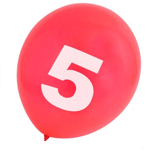 Globo de latex numero 5 cumpleaños (8 uds) 35 cm Multicolor
