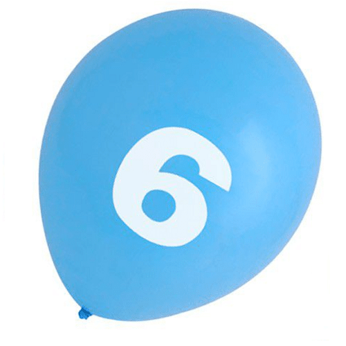 Globo de latex numero 6 cumpleaños (8 uds) 35 cm Multicolor