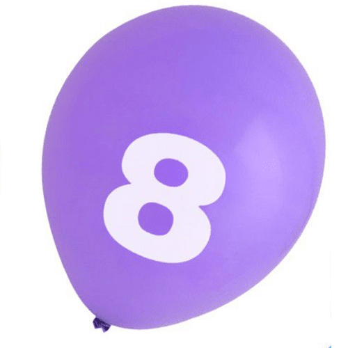 Globo de latex numero 8 cumpleaños (8 uds) 35 cm Multicolor