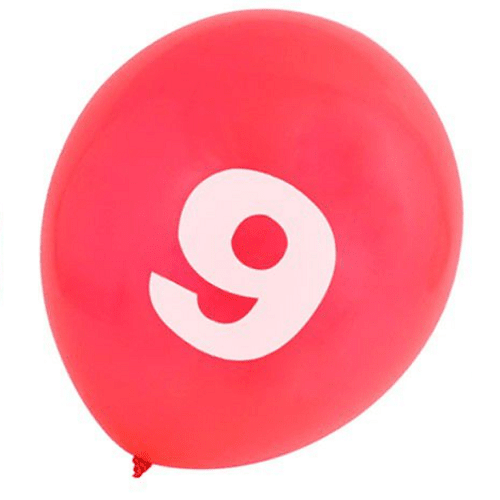 Globo de latex numero 9 cumpleaños (8 uds) 35 cm Multicolor