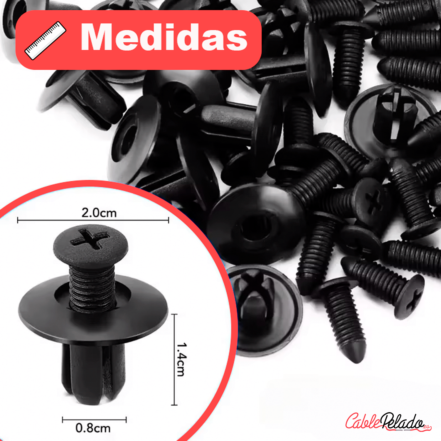 Grapas Clips Remaches Especial Para Coche  Negro