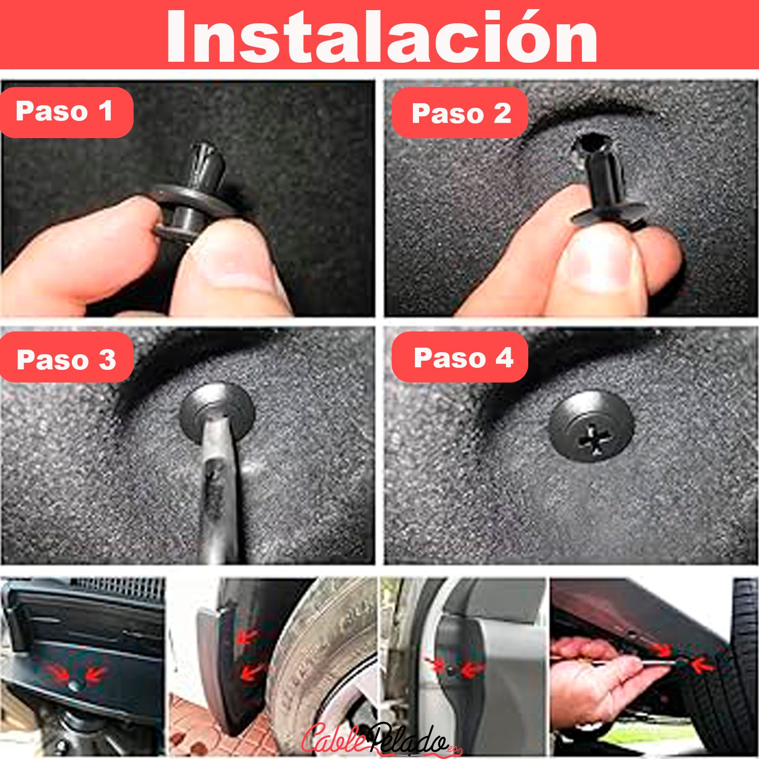 Grapas Clips Remaches Especial Para Coche  Negro