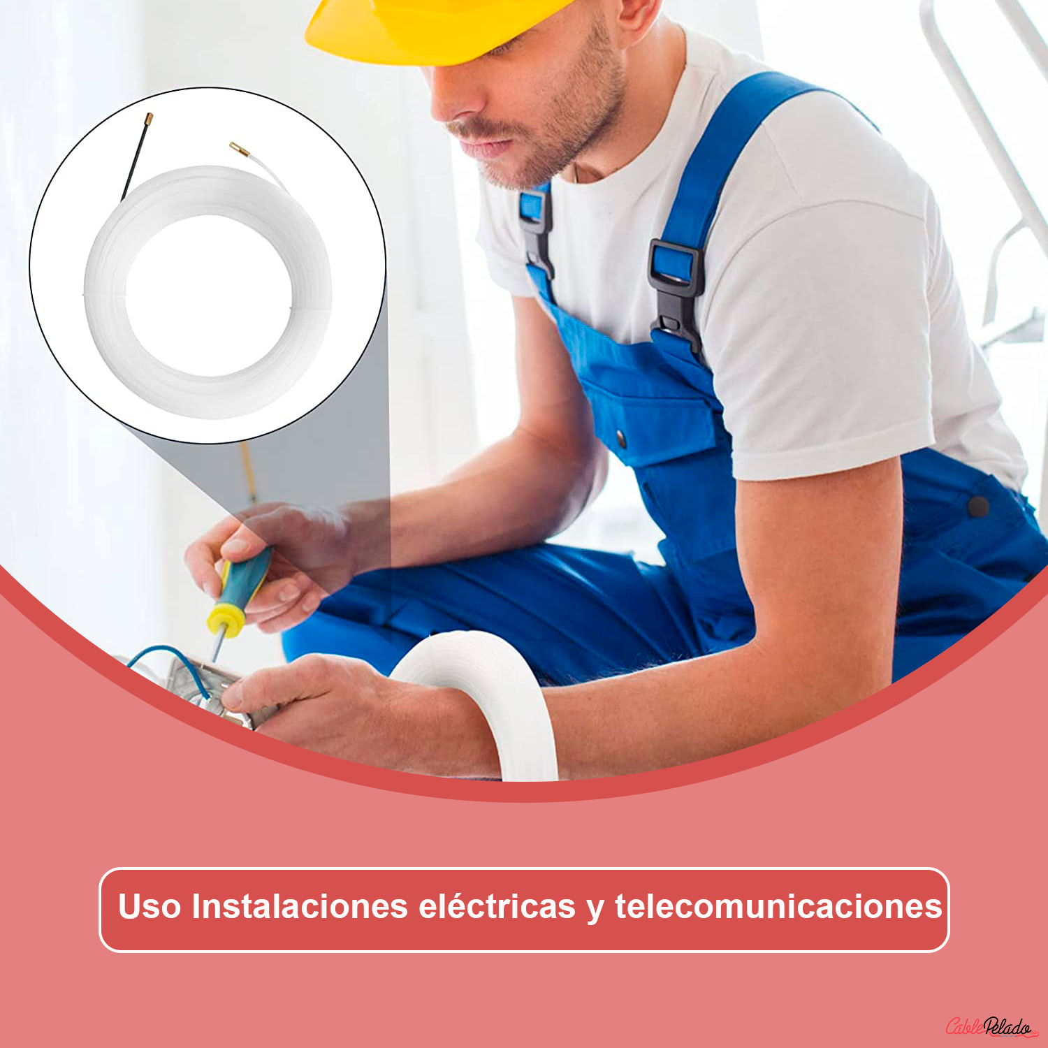 Guía pasacables de Nylon macizo 3 mm 5 M Blanco