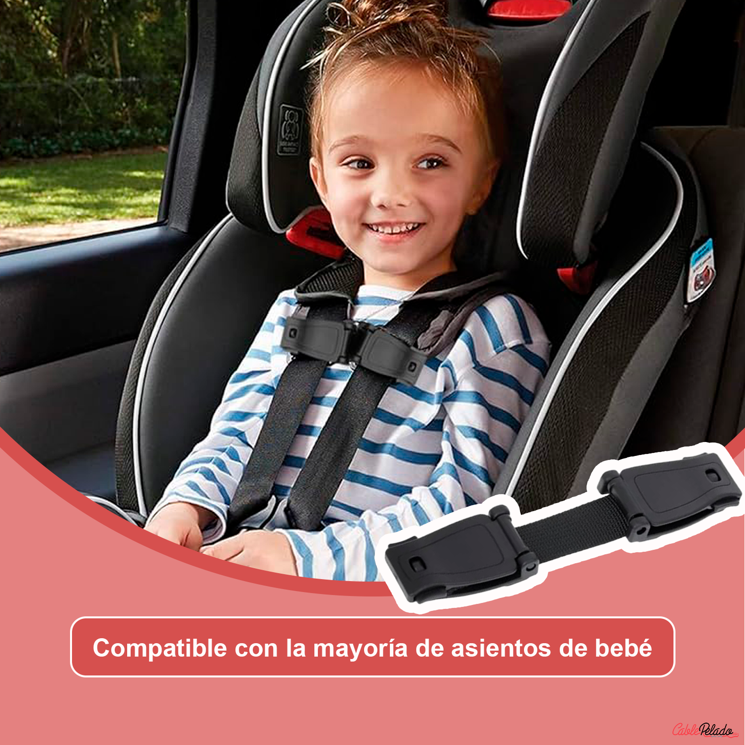 Hebilla Para Cinturón De Seguridad Asiento De Bebe  Negro