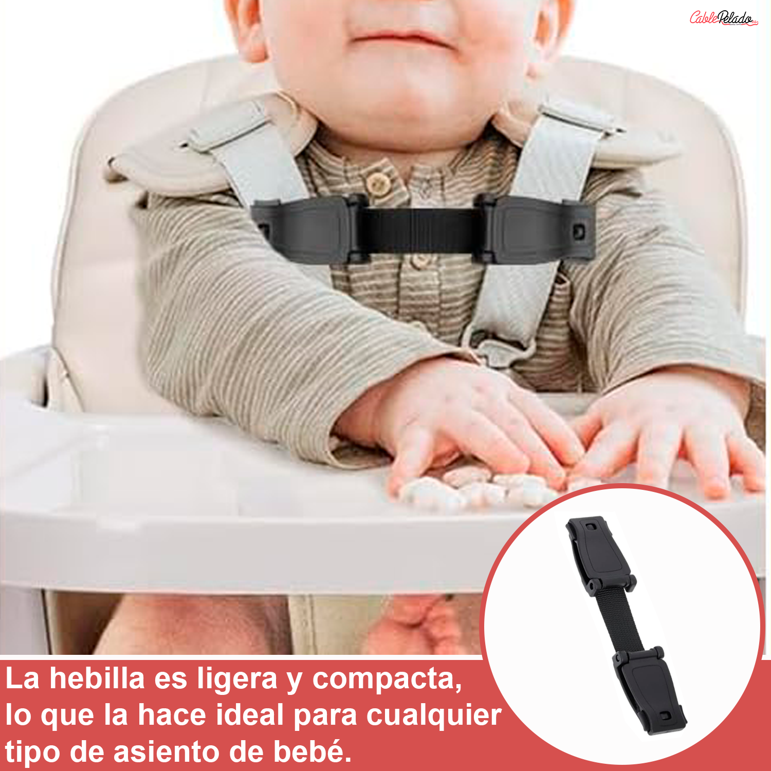 Hebilla Para Cinturón De Seguridad Asiento De Bebe  Negro