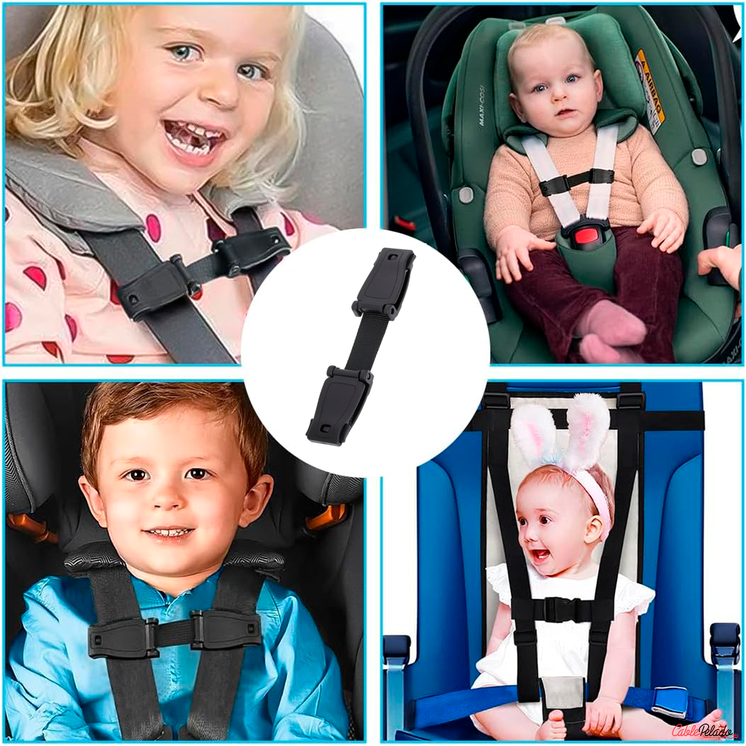Hebilla Para Cinturón De Seguridad Asiento De Bebe  Negro